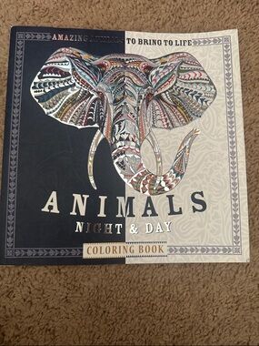 Animals Night & Day Coloring Book - Multicolor Elephant Cover